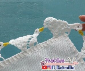 Patron para bordes motivo cisnes a crochet