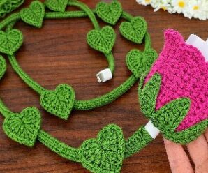 Aprende a tejer rosa con tallo a crochet
