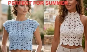Cómo tejer puntada de encaje de crochet para blusas.