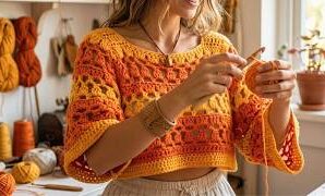 Como tejer lindo patrón para blusa estilo bohemio.