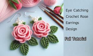 Aprende a tejer unos fáciles pendientes de flores rosas a crochet.