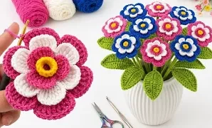 Cómo tejer fácil patrón para hermosas flores a crochet.