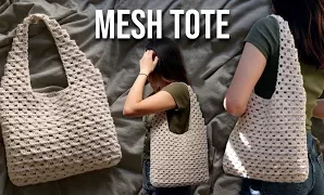 Cómo tejer un lindo bolso de malla de ganchillo.