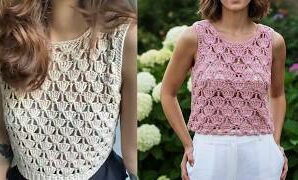 Aprende a tejer elegante blusa de verano de crochet.