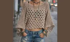 Cómo tejer blusa de ganchillo con hombros descubiertos.