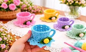 Cómo tejer una mini taza de té a crochet.
