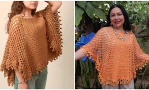 Cómo tejer hermosa capa melocotón a crochet.