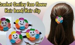 Aprende a tejer diadema/pinza para el cabello con forma de carita sonriente.