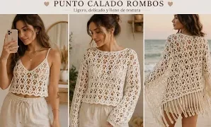 Cómo tejer hermoso punto calado para top.