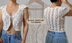 Aprende a tejer una linda blusa chaleco a crochet.