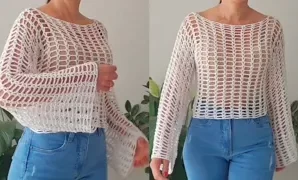 Aprende a tejer fácil y rápida blusa de ganchillo.