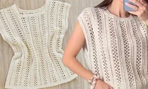 Aprende a tejer elegante blusa de crochet.