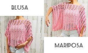 Aprende a tejer preciosa blusa mariposa a crochet.