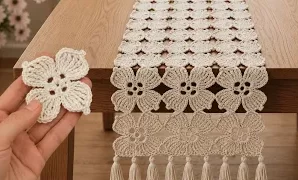 Cómo tejer hermoso patrón de mantel de ganchillo.