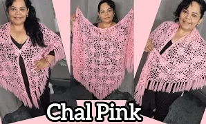 Cómo tejer fácil chal rosado a crochet.