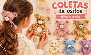 Aprende a tejer precioso coletero de osito para cabello a crochet.
