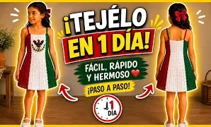 Aprende a tejer fácil vestido mexicano a crochet para niñas.