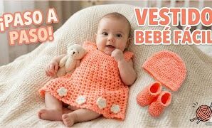 Cómo tejer fácil vestido de bebé a crochet.