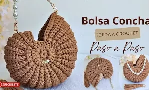 Cómo tejer preciosa bolsa concha caracol a crochet.