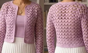 Aprende a tejer fácil punto de ganchillo para suéter-cárdigan.