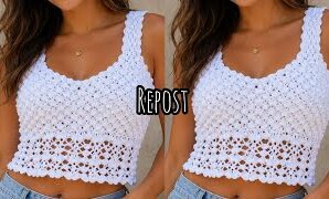 Aprende a tejer linda camiseta sin mangas a crochet.