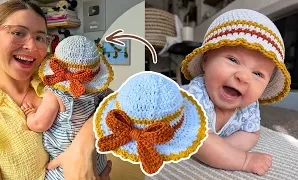 Aprende a tejer lindo sombrero para el sol para nuestras nenas.