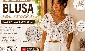 Aprende a tejer linda blusa de ganchillo con punto de encaje.