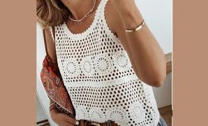 Aprende a tejer puntada fácil para blusa de ganchillo.