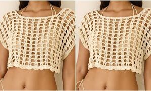 Aprende a tejer genial top corto de crochet.