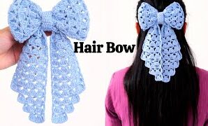 Aprende a tejer hermoso lazo de encaje para el cabello.