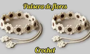 Cómo tejer una hermosa pulsera de flores a crochet.