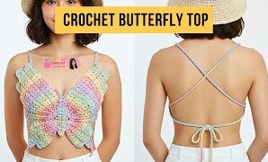 Aprende a tejer precioso top mariposa a crochet.