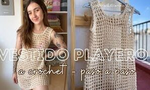 Aprende a tejer vestido playero a crochet con punto en red.