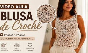 Aprende a tejer fácil y rápida blusa de tirantes de ganchillo.