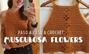 Cómo tejer linda musculosa flowers a Crochet.