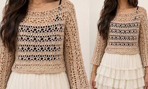Aprende a tejer genial blusa a crochet.