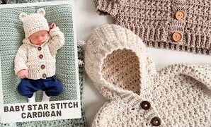 Aprende a tejer adorable cárdigan de bebé a crochet.