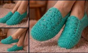 Cómo tejer lindas pantuflas de crochet.