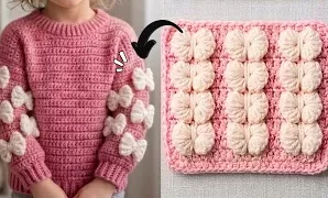 Aprende a tejer increíble puntada de moños a crochet.