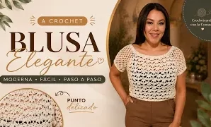 Aprende a tejer preciosa y elegante blusa Aurora a crochet.