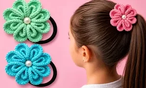 Cómo tejer hermoso coletero a crochet.