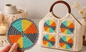 Aprende a tejer cuadrado de ganchillo con diseño de molinillo.