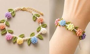 Cómo tejer linda pulsera de ganchillo.