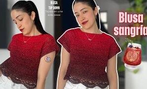 Cómo tejer blusa de una sola pieza con abanicos.
