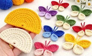 Cómo tejer fácil llavero de mariposa de ganchillo.