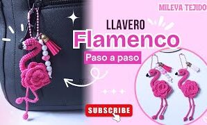 Aprende a tejer hermoso llavero de flamenco.