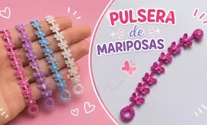 Aprende a tejer fácil y delicada pulsera de mariposas.