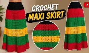 Aprende a tejer fácil falda maxi bohemia a crochet.