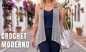 Aprende a tejer elegante chaleco a crochet de una sola pieza.