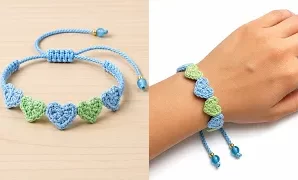 Cómo tejer súper fácil pulsera de corazones a crochet.